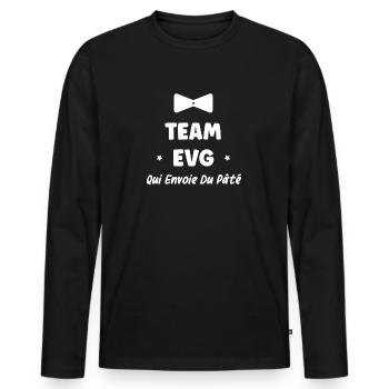 team evg qui envoie du pâté - T-shirt manches longues Premium bio Homme - noir - Devant - Nico (187cm)