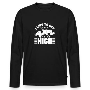 I Like To Get High Funny Anesthesiologist Student - Men's Premium Organic Long Sleeve Shirt - black - Front - Nico (187cm)