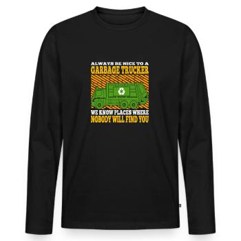 Dump Truck Art Trash Collector Garbage Truck Lover - Men's Premium Organic Long Sleeve Shirt - black - Front - Nico (187cm)