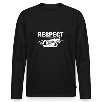 Respect The Euphonium Baritone Bass Gifts - Men's Premium Organic Long Sleeve Shirt - black - Front - Nico (187cm)