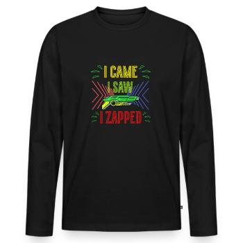 I Came I Saw I Zapped Laser Tag Player Gifts - Men's Premium Organic Long Sleeve Shirt - black - Front - Nico (187cm)