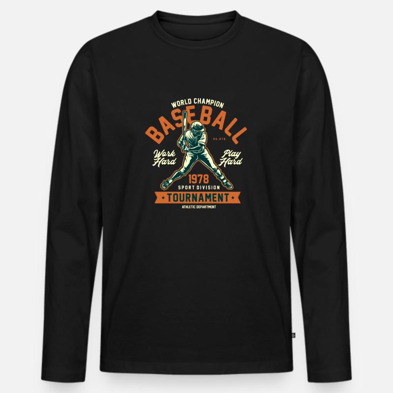 Baseball-Grafik - Männer Premium Bio Langarmshirt - Schwarz