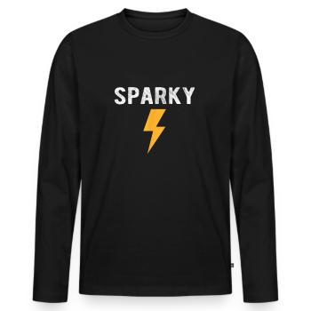 Electrician Gift Funny Sparky Nickname Lightning - Men's Premium Organic Long Sleeve Shirt - black - Front - Nico (187cm)