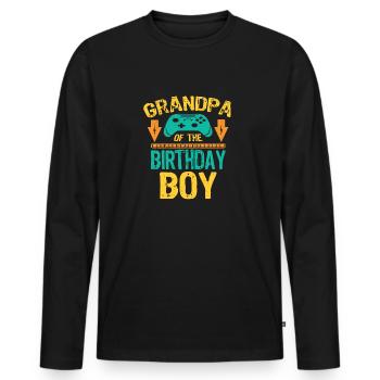 Grand-père de l’idée de cadeau de jeu de garçon d’anniversaire - T-shirt manches longues Premium bio Homme - noir - Devant - Nico (187cm)