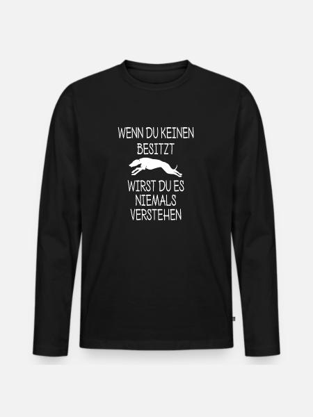 Whippet Spruch Hundehalter - Männer Premium Bio Langarmshirt - Schwarz