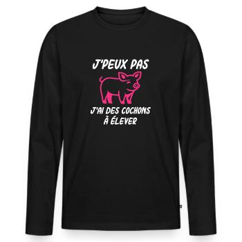 Eleveur de cochon - T-shirt manches longues Premium bio Homme - noir - Devant - Nico (187cm)