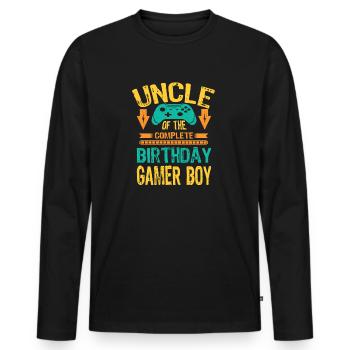Uncle Of the Birthday Gamer Boy gift Idea - Männer Premium Bio Langarmshirt - Schwarz - Vorne - Nico (187cm)