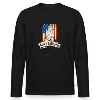 God's Children Are Not For Sale - Lion of Judah - Men's Premium Organic Long Sleeve Shirt - black - Front - Nico (187cm)