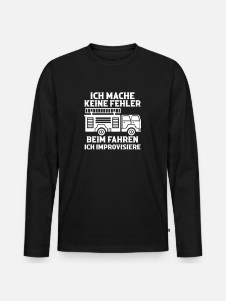 Feuerwehrmann Feuerwehr - Männer Premium Bio Langarmshirt - Schwarz