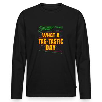 Don't Worry Laser Tag Legend Is On Your Side Laser - Men's Premium Organic Long Sleeve Shirt - black - Front - Nico (187cm)