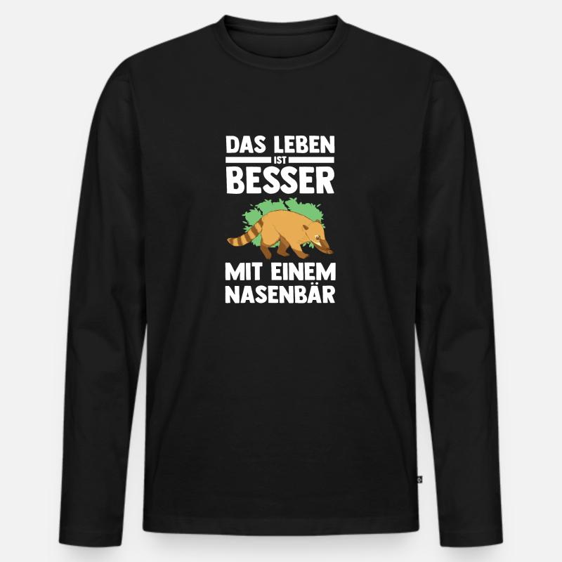 Nasenbär - Männer Premium Bio Langarmshirt - Schwarz