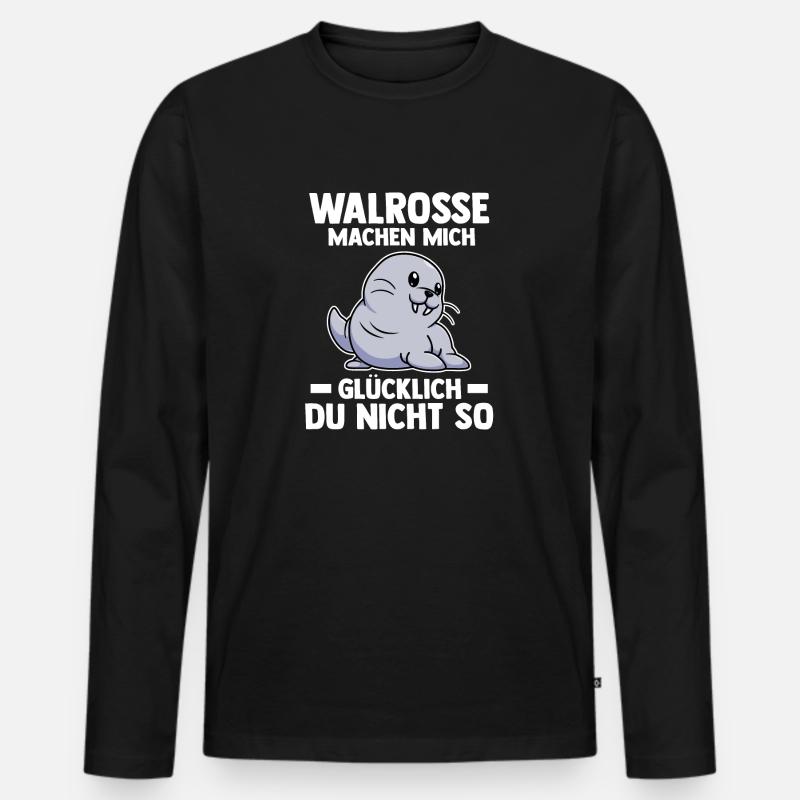 Walross - Männer Premium Bio Langarmshirt - Schwarz