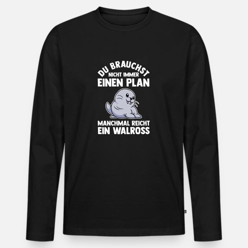 Walross - Männer Premium Bio Langarmshirt - Schwarz