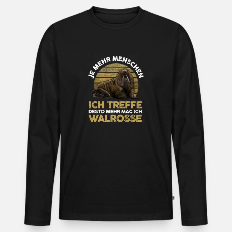 Walross - Männer Premium Bio Langarmshirt - Schwarz