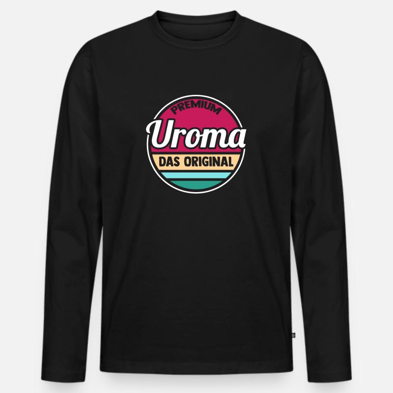 Urgroßmutter Uroma - Männer Premium Bio Langarmshirt - Schwarz
