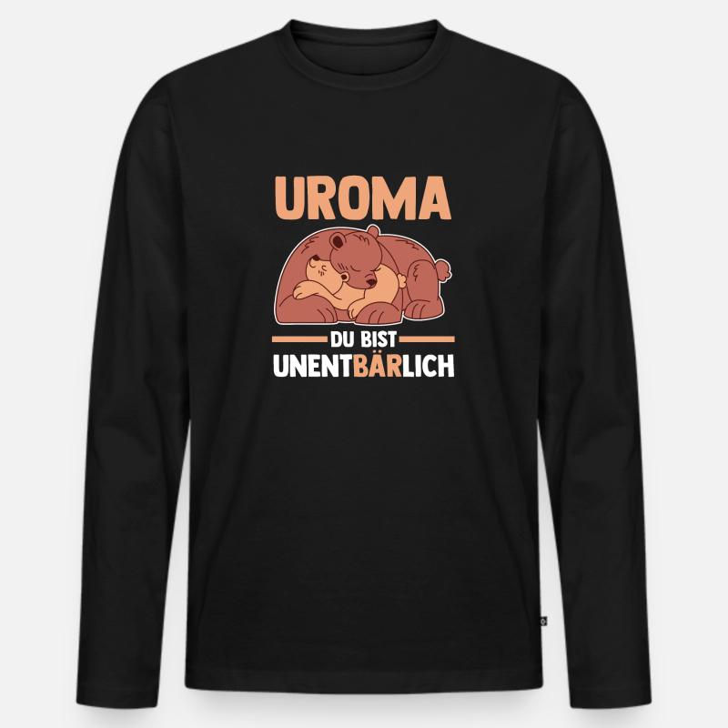 Urgroßmutter Bären Uroma - Männer Premium Bio Langarmshirt - Schwarz