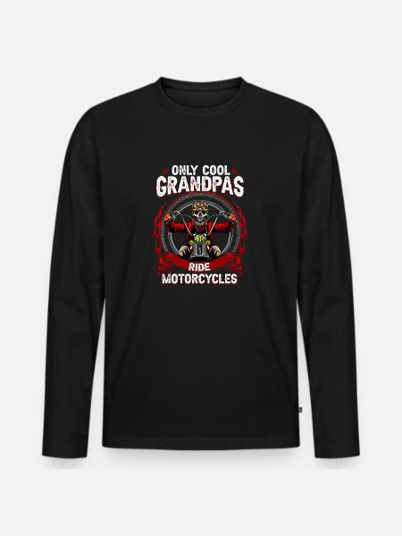 Cool Opa Biker - Männer Premium Bio Langarmshirt - Schwarz