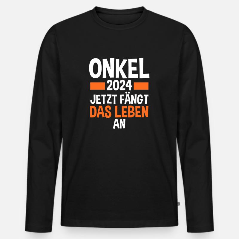 Werdender Onkel 2028 - Männer Premium Bio Langarmshirt - Schwarz