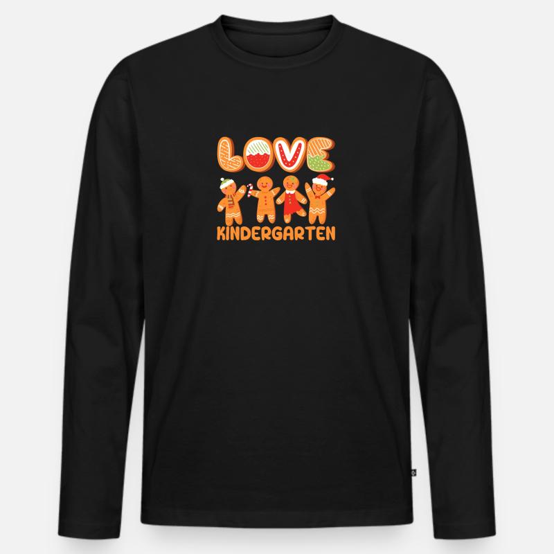 Liebe Kindergarten Lebkuchenmann Weihnachten Lehre - Männer Premium Bio Langarmshirt - Schwarz