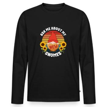 Ask Me About My New Gnomes Elf Gnome Miniature - Men's Premium Organic Long Sleeve Shirt - black - Front - Nico (187cm)