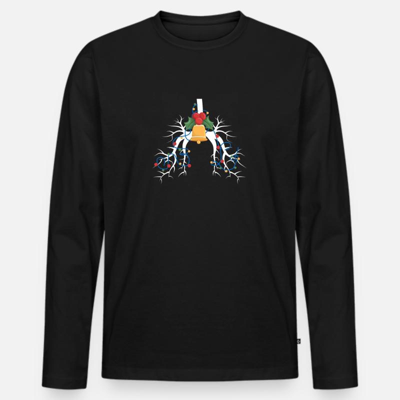 Beatmungstherapie Lunge Christmas String Light - Männer Premium Bio Langarmshirt - Schwarz
