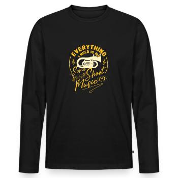 Everything I Need Is My Sheet Music Baritone Gift - Men's Premium Organic Long Sleeve Shirt - black - Front - Nico (187cm)