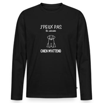Je peux pas un adorable chien m'attend - T-shirt manches longues Premium bio Homme - noir - Devant - Nico (187cm)