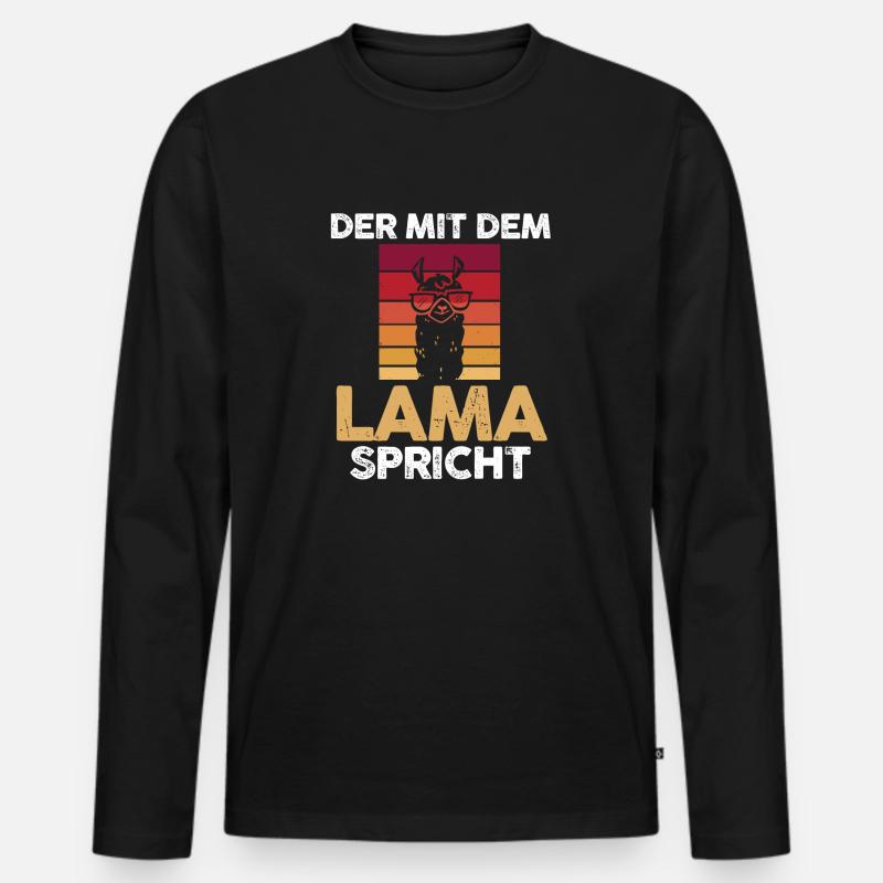 Lama - Männer Premium Bio Langarmshirt - Schwarz