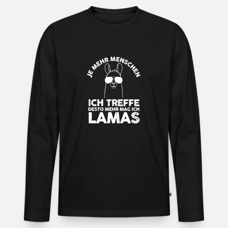 Lama - Männer Premium Bio Langarmshirt - Schwarz