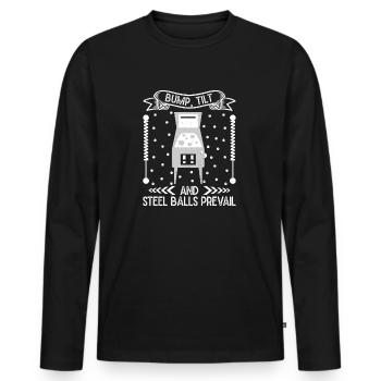 Bump Tilt & Steel Balls Prevail Pinball Machine - T-shirt manches longues Premium bio Homme - noir - Devant - Nico (187cm)