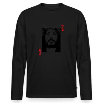Jesus Is King Jesus King Of Hearts Card Christian - Men's Premium Organic Long Sleeve Shirt - black - Front - Nico (187cm)