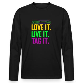 Laser Tag Love It - Live It - Tag It Idea - Men's Premium Organic Long Sleeve Shirt - black - Front - Nico (187cm)