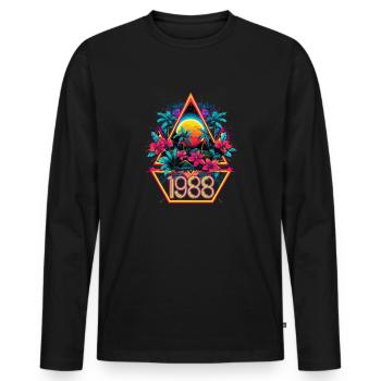 Vintage 1988 - Retro - Birthday - 80s - 80's - Men's Premium Organic Long Sleeve Shirt - black - Front - Nico (187cm)