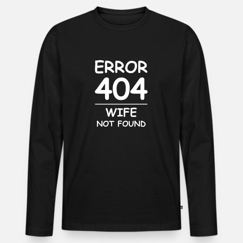 Ehefrau nicht gefunden Fehler 404 - Männer Premium Bio Langarmshirt - Schwarz