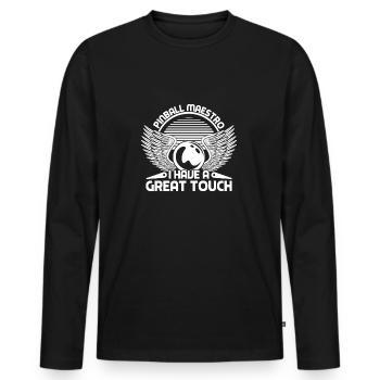 Pinball Maestro J’ai une grande touche flipper drôle - T-shirt manches longues Premium bio Homme - noir - Devant - Nico (187cm)