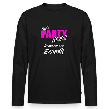Echte Partyvibes brauchen kein Dirndl! - Männer Premium Bio Langarmshirt - Schwarz - Vorne - Nico (187cm)