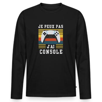 J'peux pas j'ai console - T-shirt manches longues Premium bio Homme - noir - Devant - Nico (187cm)
