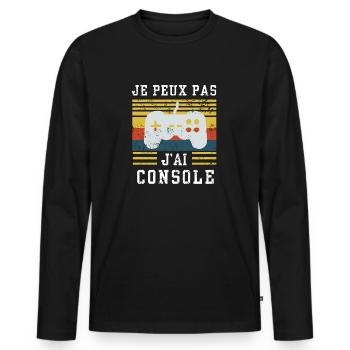 J'peux pas j'ai console - T-shirt manches longues Premium bio Homme - noir - Devant - Nico (187cm)