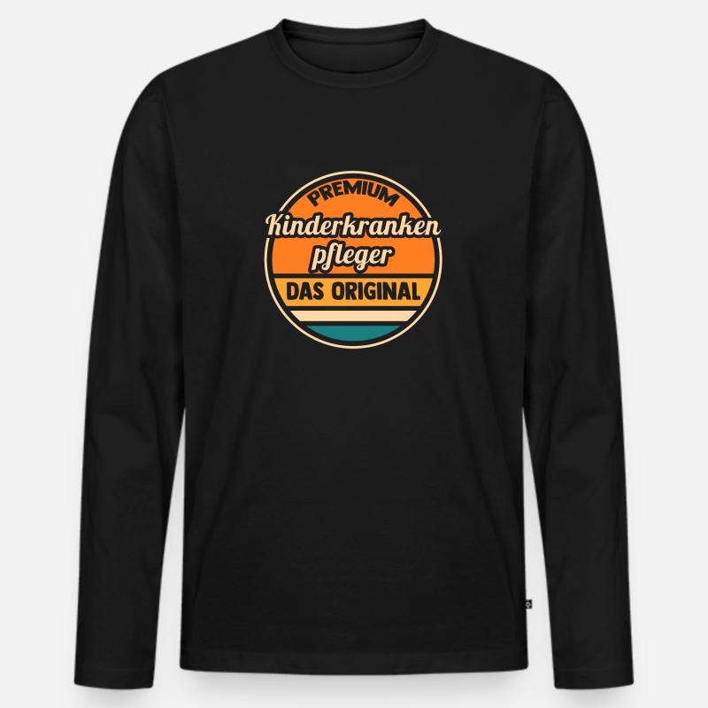 Pfleger Pflegekraft Kinderkrankenpfleger - Männer Premium Bio Langarmshirt - Schwarz