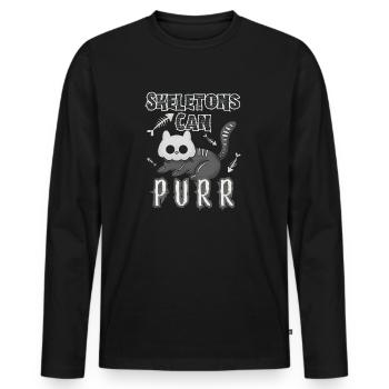 "Skeletons can purr", fun cute mummy cat - Men's Premium Organic Long Sleeve Shirt - black - Front - Nico (187cm)