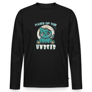"Paws of the Undead", Chat Zombie Mignon - T-shirt manches longues Premium bio Homme - noir - Devant - Nico (187cm)