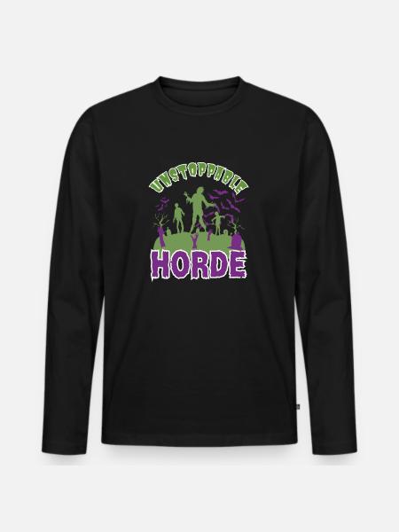 "Unstoppable Horde", Halloween Zombie Horde - Maglia a manica lunga ecologica premium da uomo - nero