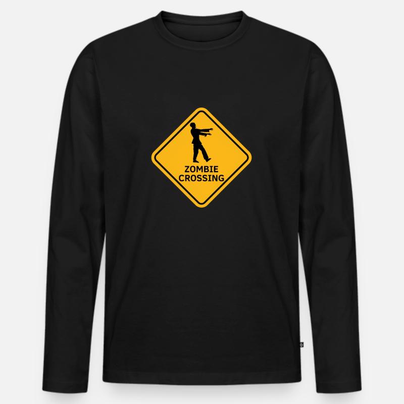 "Zombies Crossing", australisches Zombie-Panel - Männer Premium Bio Langarmshirt - Schwarz
