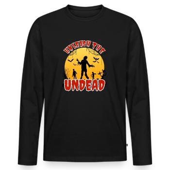 "Unleash the Undead", Horde Zombies - T-shirt manches longues Premium bio Homme - noir - Devant - Nico (187cm)