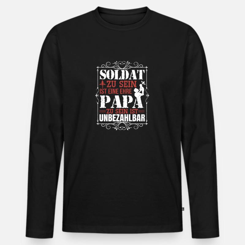 SOLDAT und Papa - Männer Premium Bio Langarmshirt - Schwarz