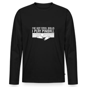 I ́ve Got Steel Balls I Play Pinballs Machines GIft - Men's Premium Organic Long Sleeve Shirt - black - Front - Nico (187cm)
