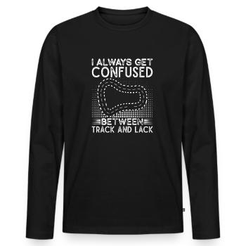 Slot Car Racing Confused Between Track & Lack - Männer Premium Bio Langarmshirt - Schwarz - Vorne - Nico (187cm)