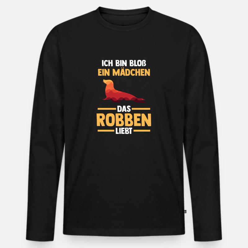 Seehund Seelöwe Robbe - Männer Premium Bio Langarmshirt - Schwarz