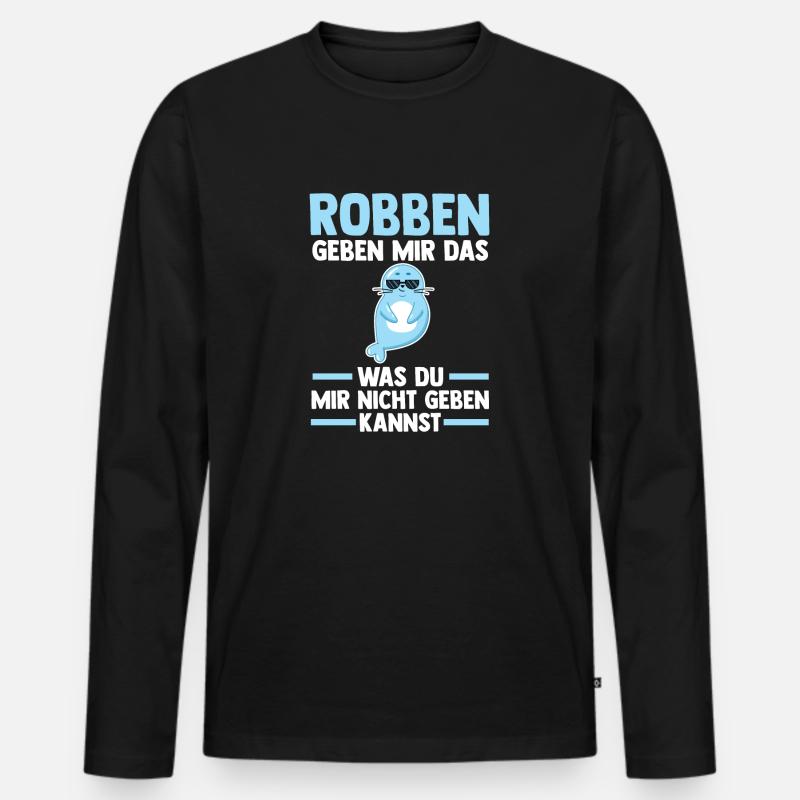 Seehund Seelöwe Robbe - Männer Premium Bio Langarmshirt - Schwarz