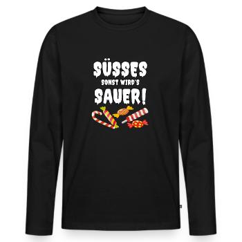 Süßes sonst wird’s sauer - Männer Premium Bio Langarmshirt - Schwarz - Vorne - Nico (187cm)